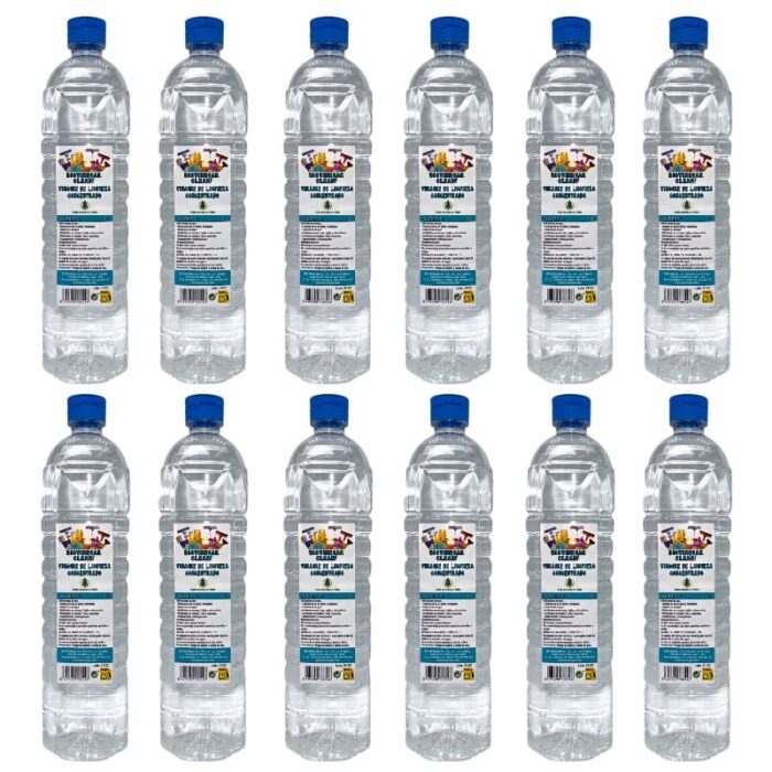 Pack de 12 botellas de vinagre de limpieza concentrado.